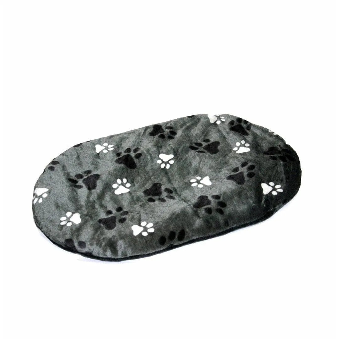 Oval cushion with paw print 54x35x5cm grey Pets Qatar