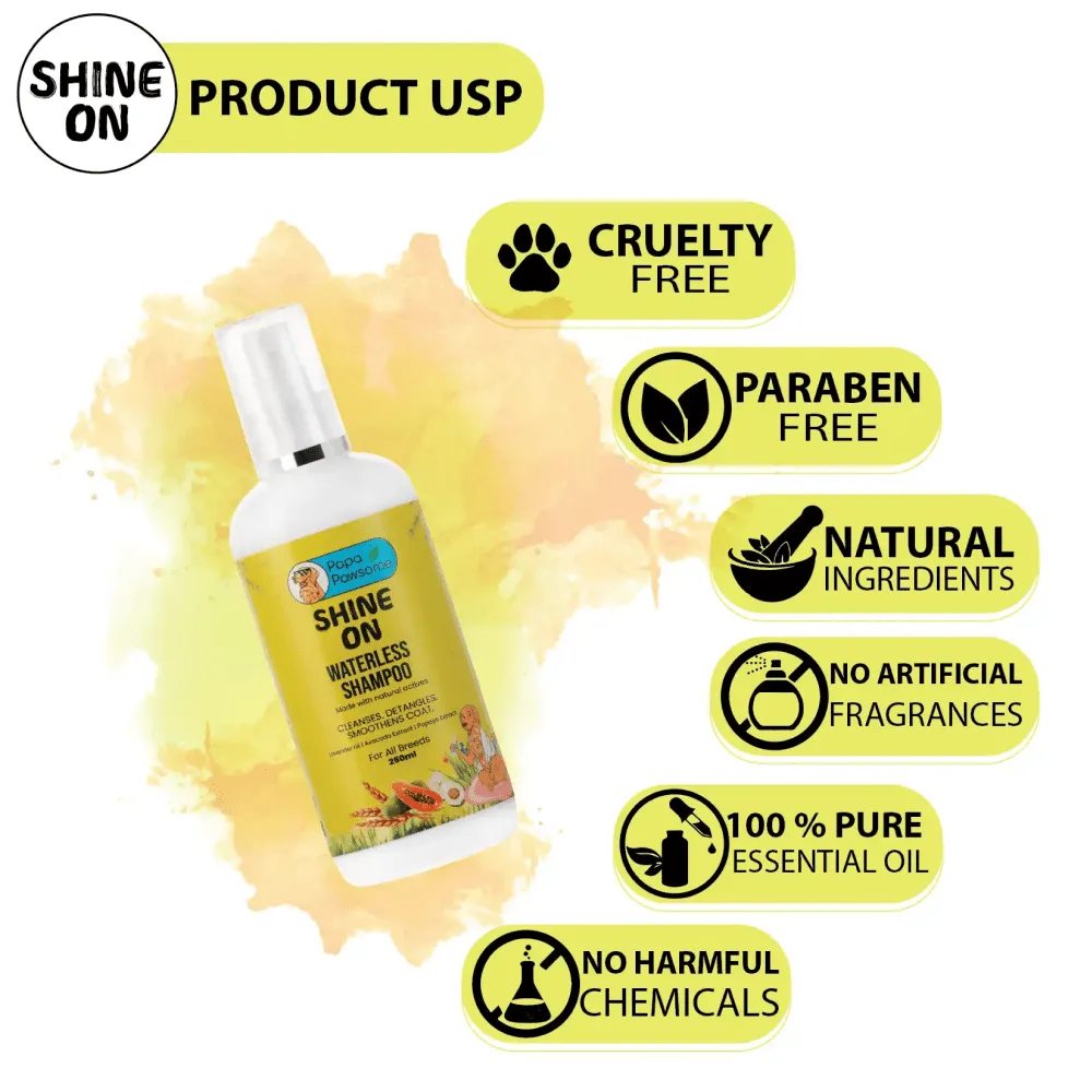 Papa Pawsome Shine On Waterless Shampoo for Dogs