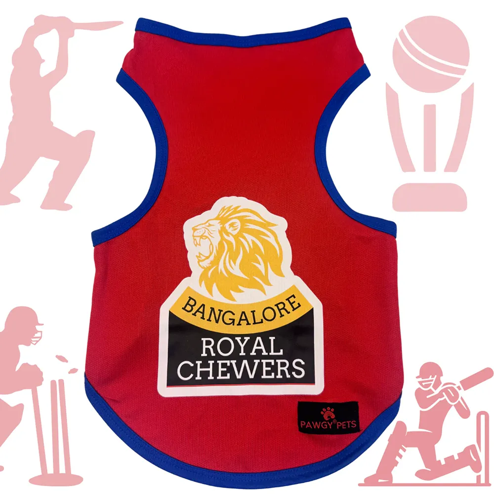 Pawgy Pets Bangalore Royal Chewers ipl Jersey for Dogs and Cats