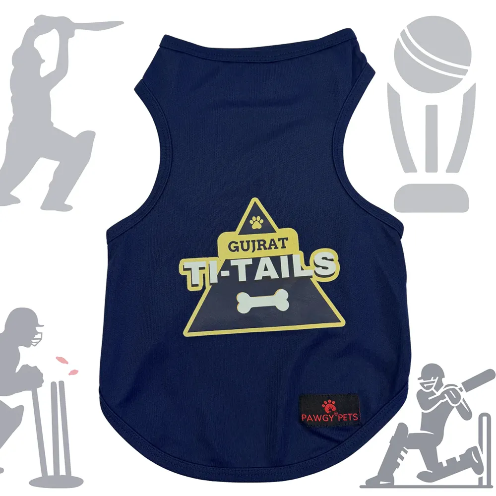 Pawgy Pets Gujarat Ti Tails ipl Jersey for Dogs and Cats