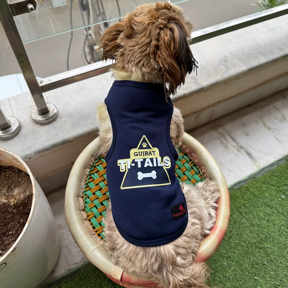 Pawgy Pets Gujarat Ti Tails ipl Jersey for Dogs and Cats