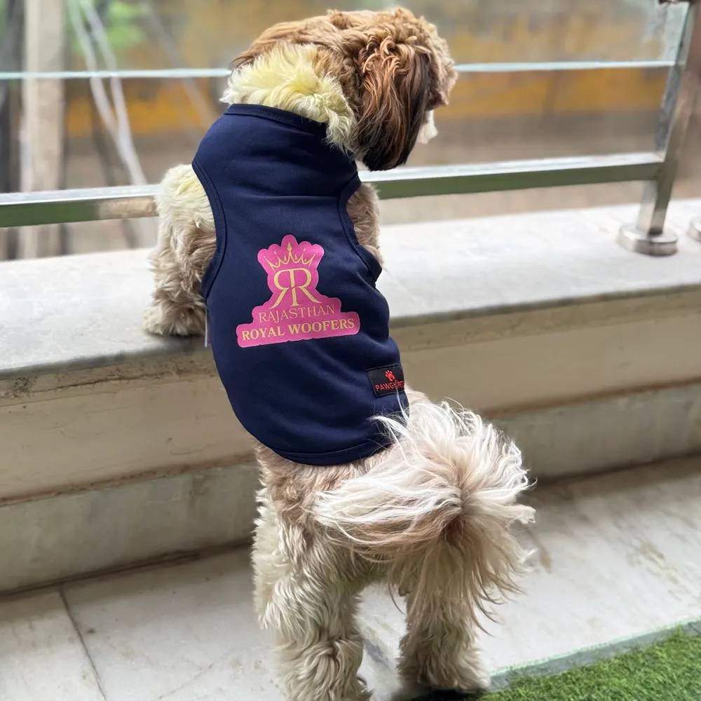 Pawgy Pets Rajasthan Royal Woofers ipl Jersey for Dogs and Cats
