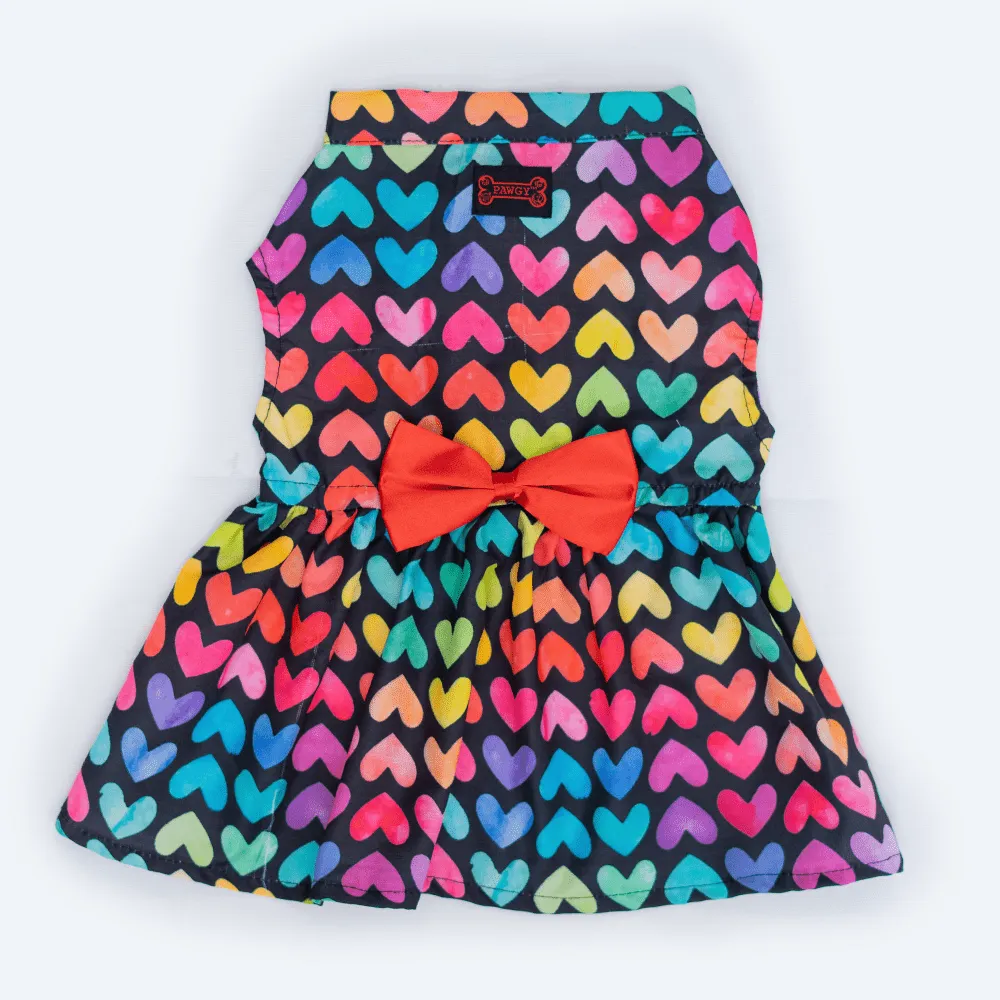 Pawgypets Multi Heart Casual Dress for Dogs and Cats