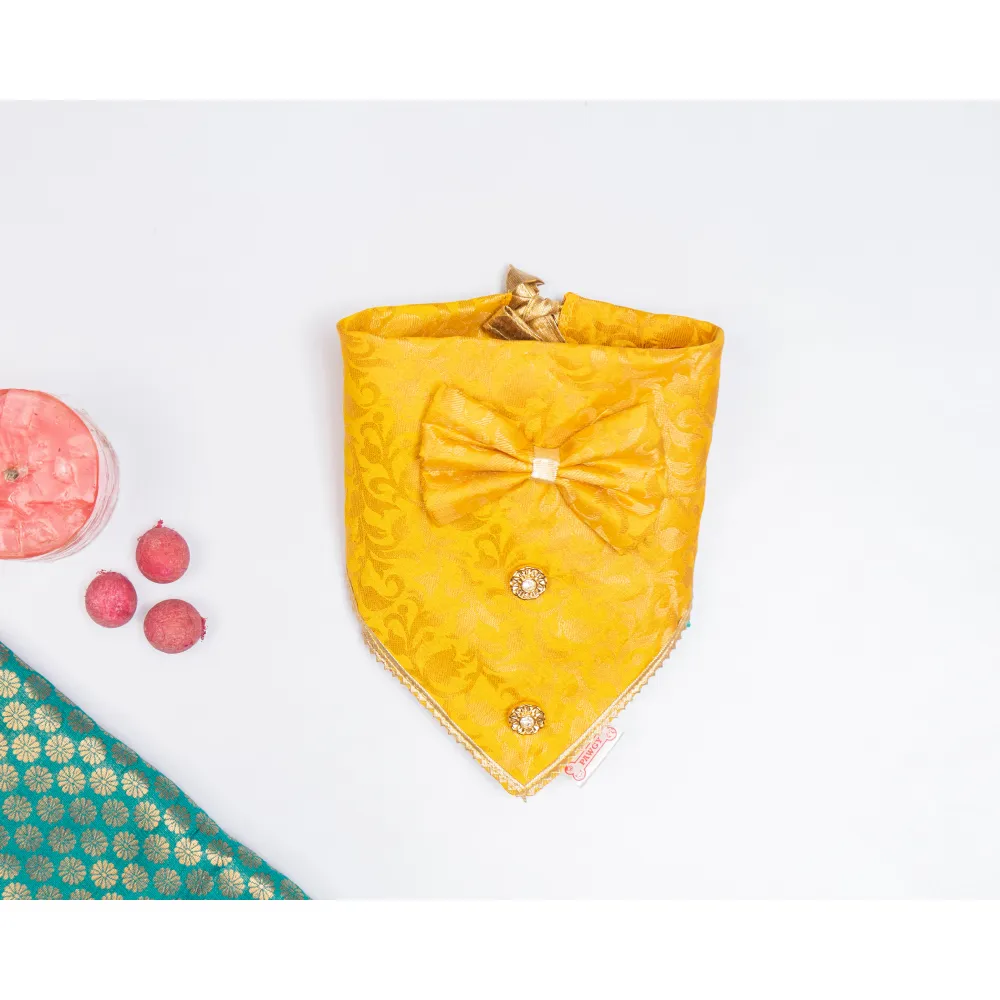 Pawgypets Occasion Wear Bow Bandana for Dogs and Cats (Yellow)