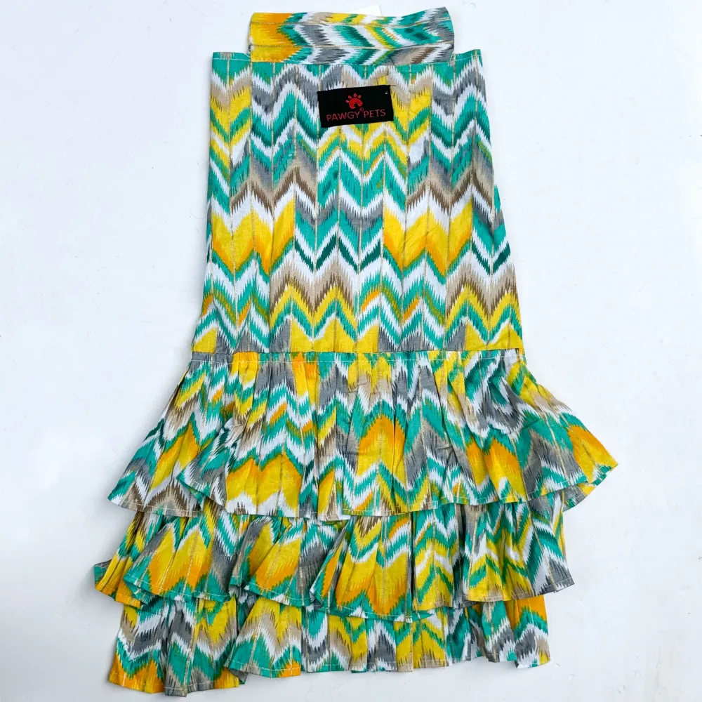 Pawgypets Zig Zag Dress for Dogs and Cats (Green)