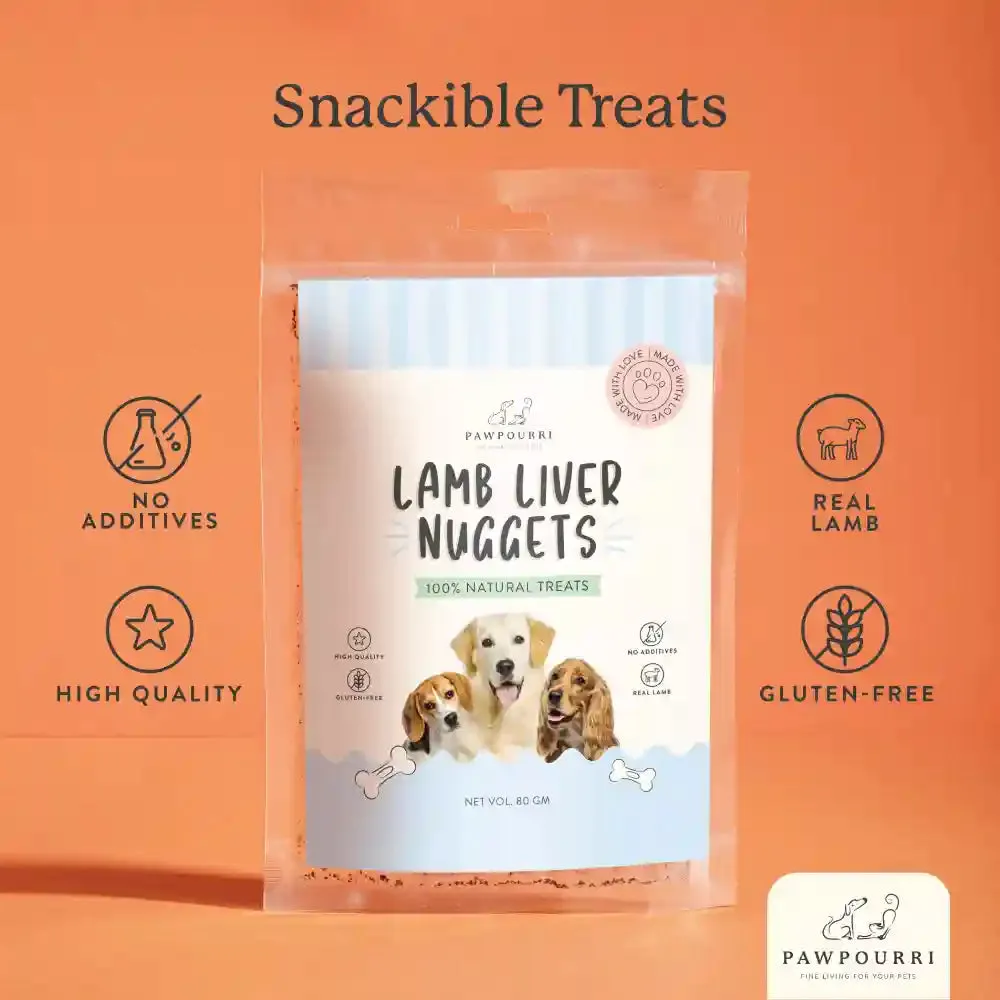 Pawpourri 100% Natural Lamb Liver Nuggets Dog Treat