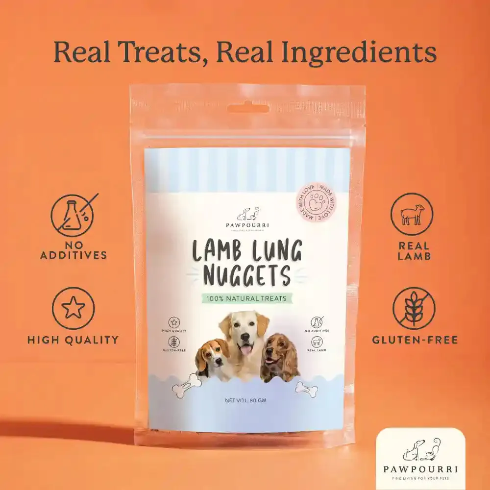 Pawpourri 100% Natural Lamb Lung Nuggets Dog Treat