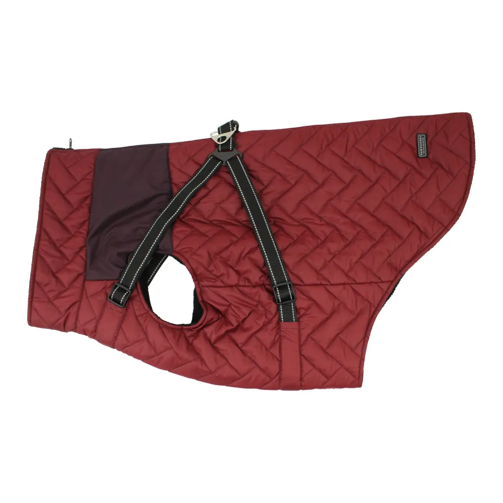 Pawpourri Puffer Jacket with Attached Harness for Dogs (Maroon)