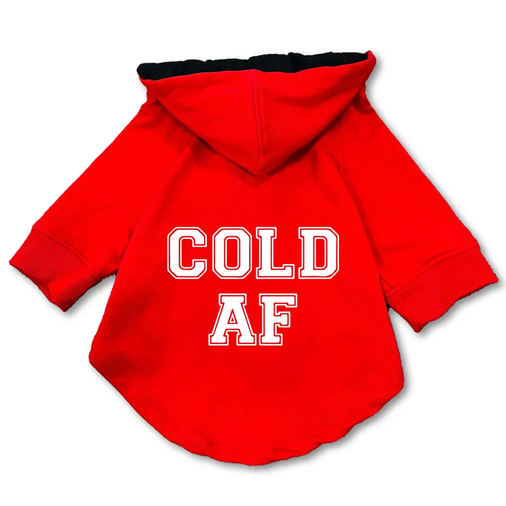 Pawsindia Cold AF Hoodie for Dogs (Red)