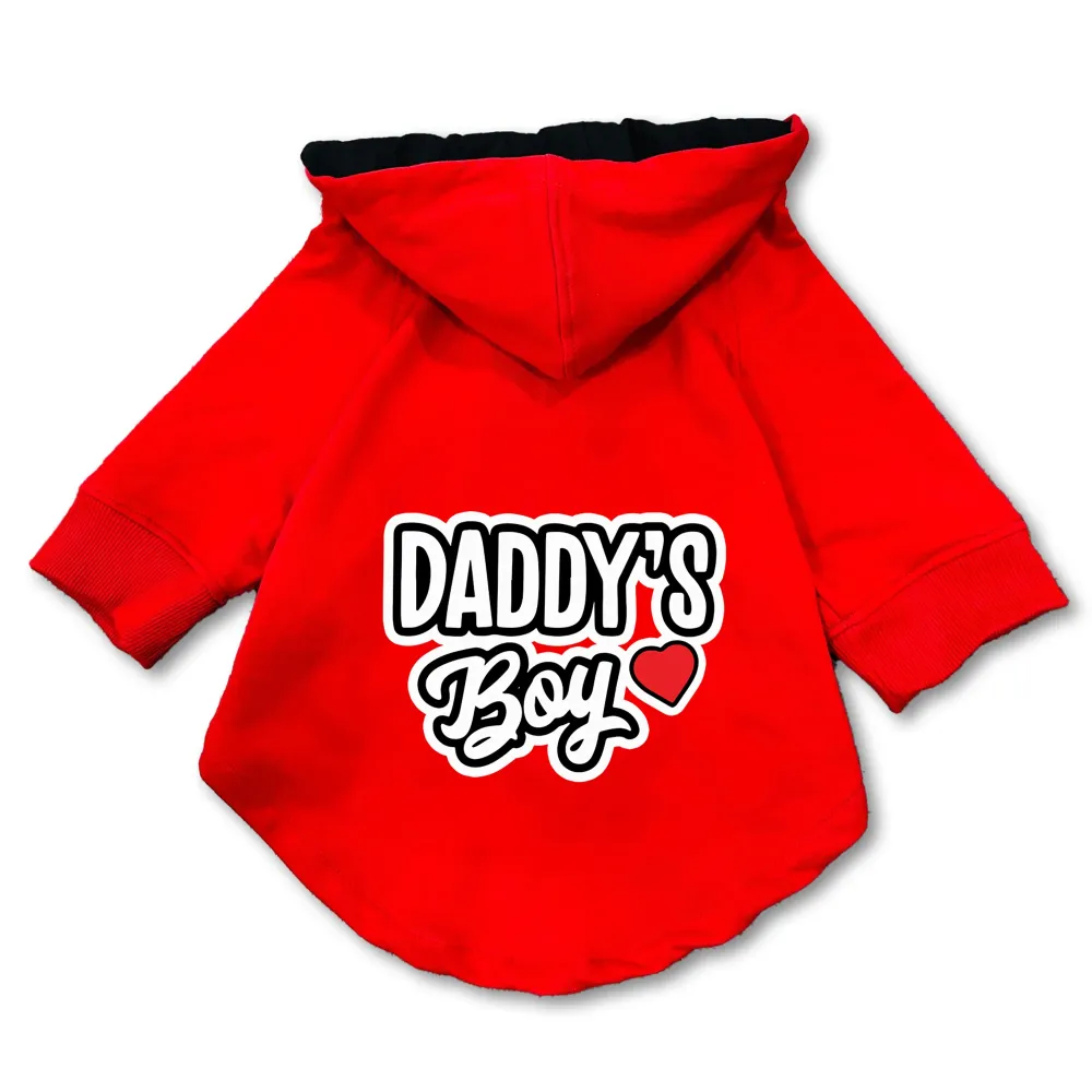 Pawsindia Daddy's Boy Hoodie for Dogs (Red)