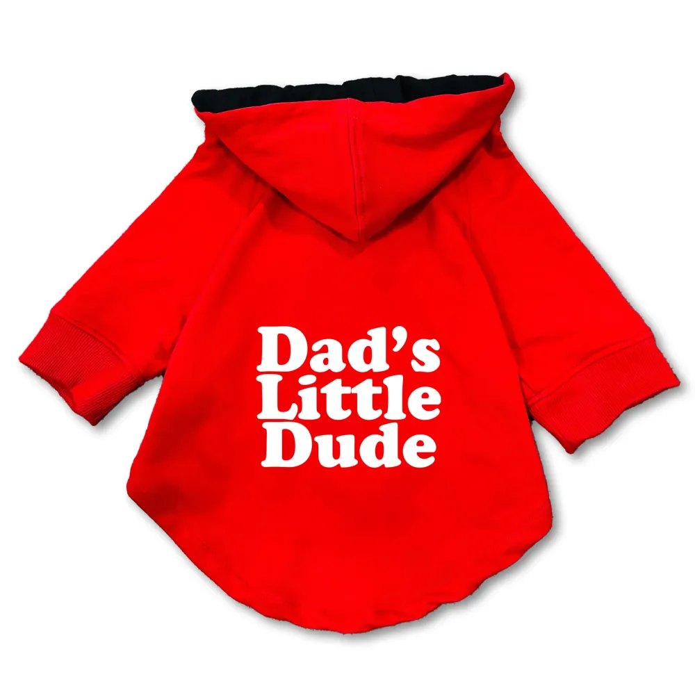 Pawsindia Dad's Little Dude Hoodie for Dogs (Red)