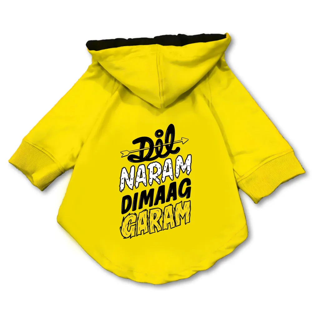 Pawsindia Dil Naram Dimag Garam Hoodie for Dogs (Yellow)