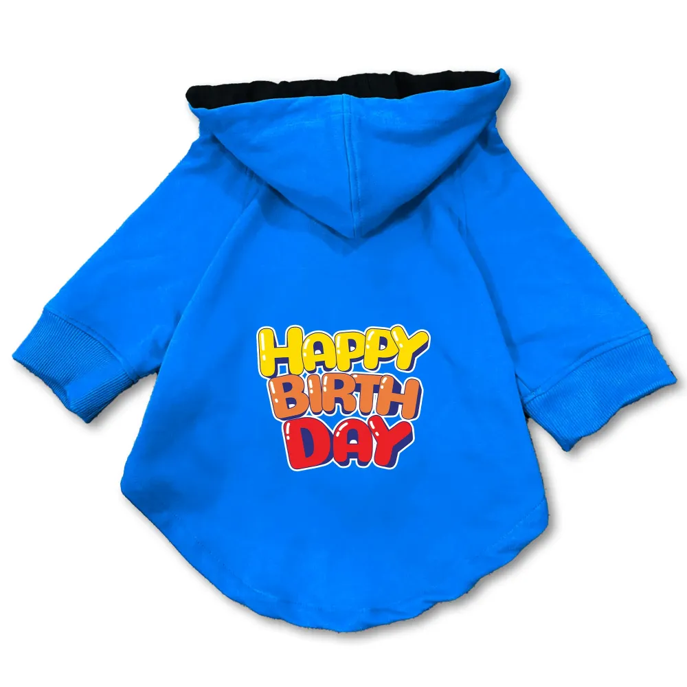 Pawsindia Happy Birthday Hoodie for Dogs (Blue)
