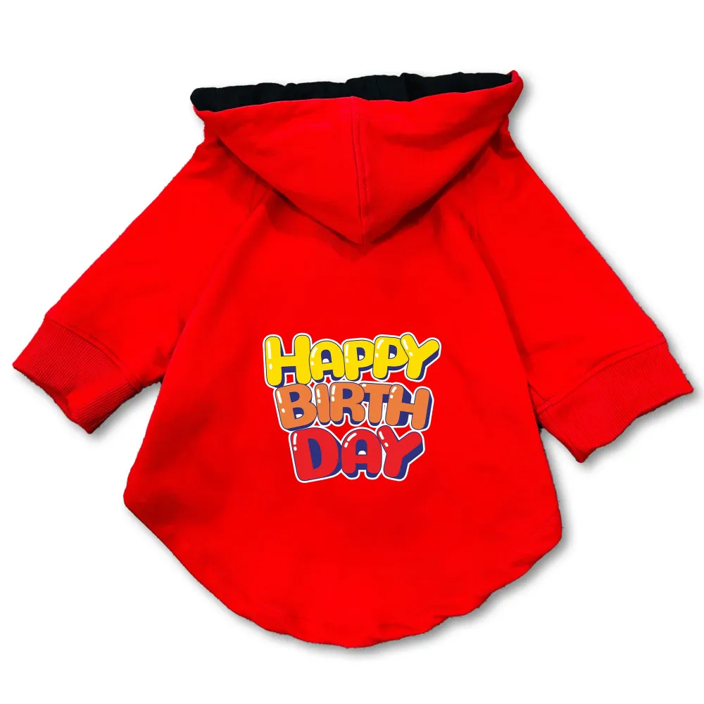 Pawsindia Happy Birthday Hoodie for Dogs (Red)