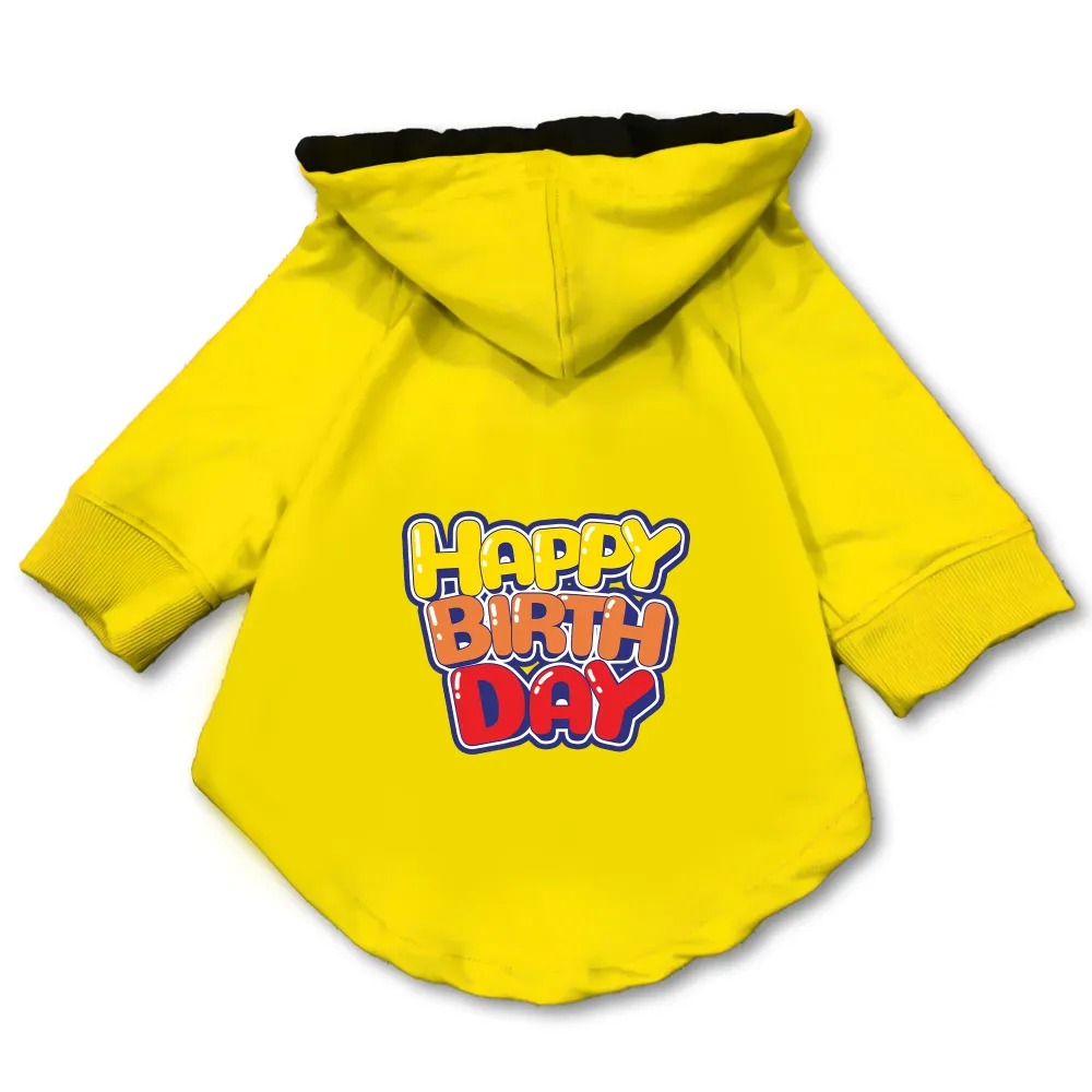 Pawsindia Happy Birthday Hoodie for Dogs (Yellow)