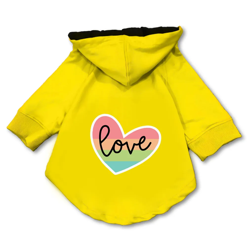 Pawsindia Love Hoodie for Dogs (Yellow)