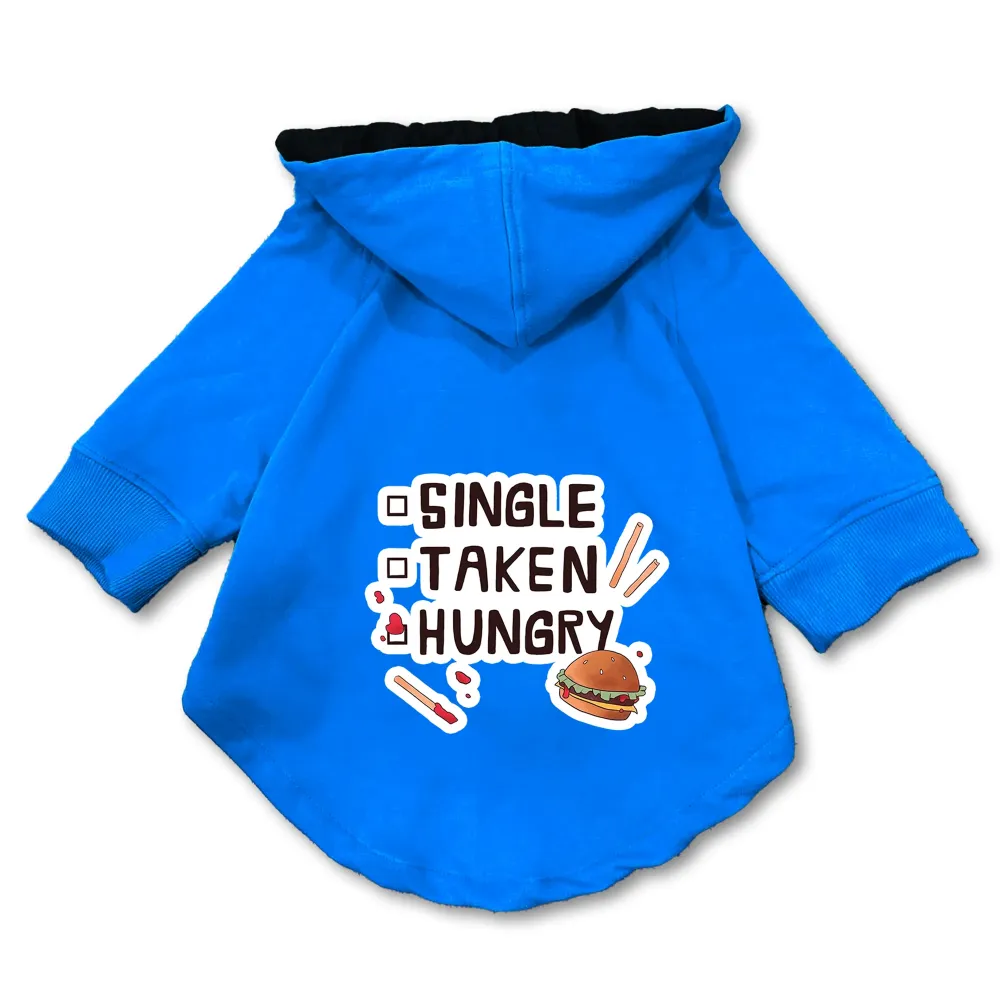 Pawsindia Single Taken Hungry Hoodie for Dogs (Blue)