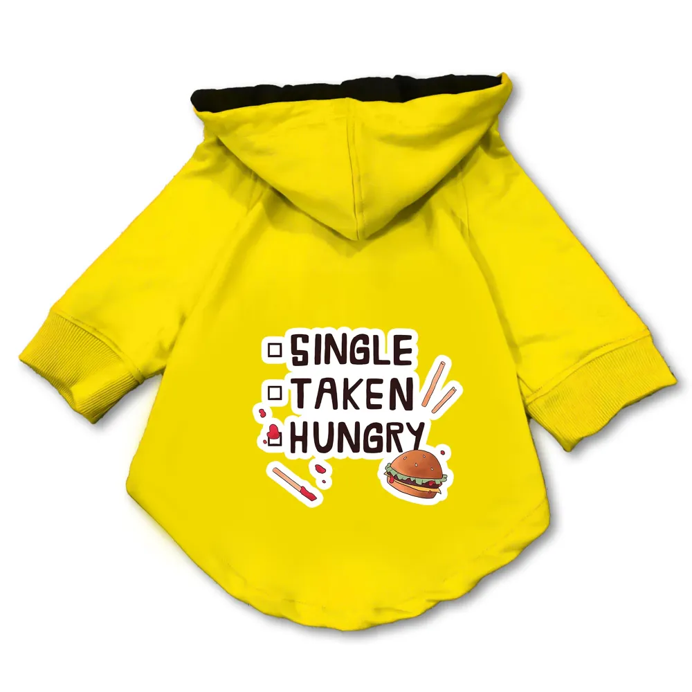Pawsindia Single Taken Hungry Hoodie for Dogs (Yellow)