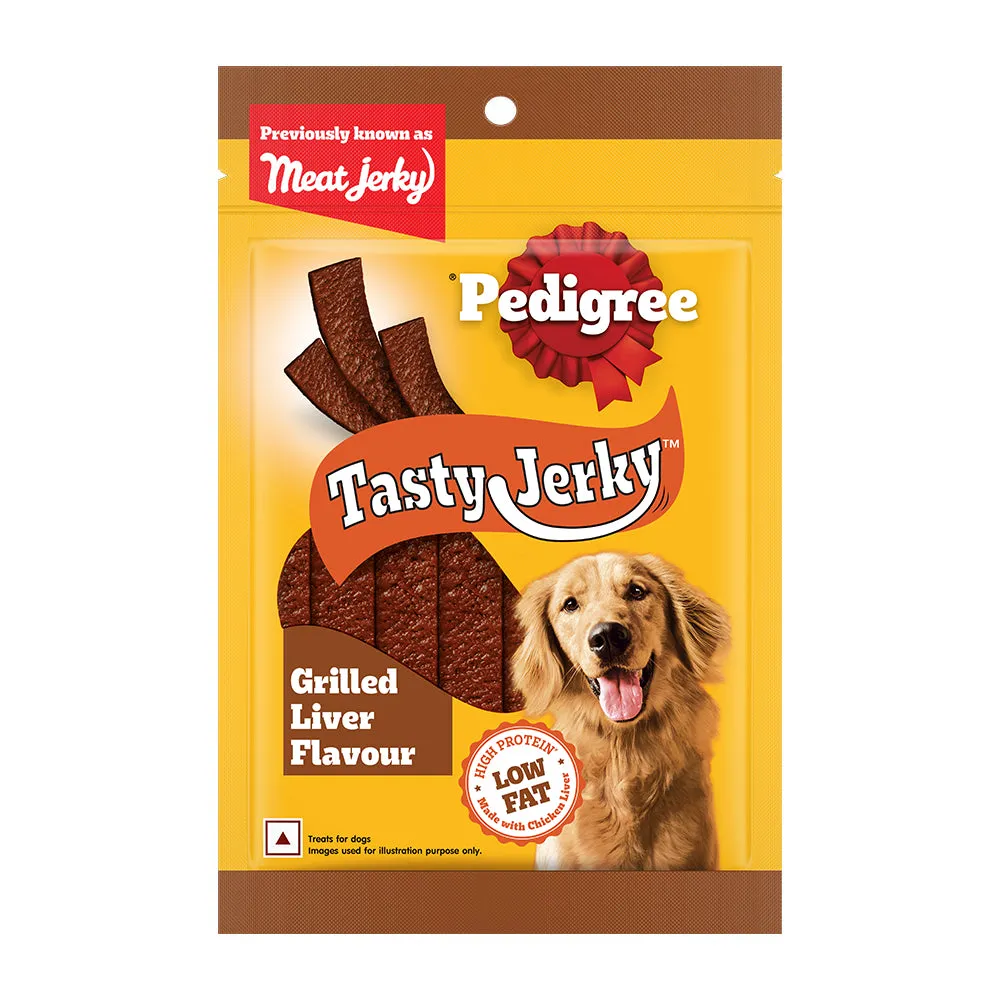 Pedigree Dentastix Oral Care for Adult (Large Breed of 25 kg ) and Grilled Liver Tasty Jerky Dog Treats Combo