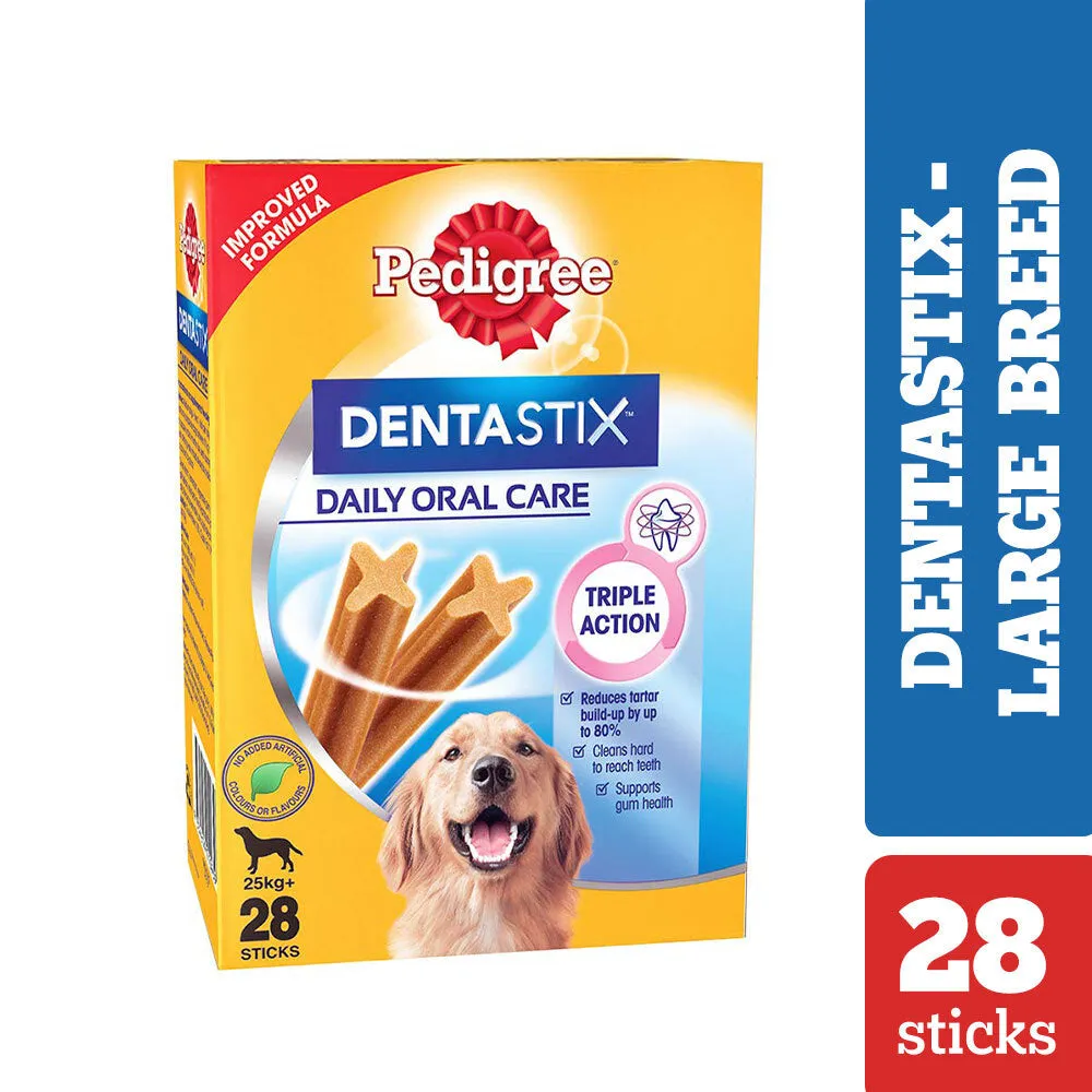 Pedigree Dentastix Oral Care for Adult (Large Breed of 25 kg ) and Henlo Chicken Pops Dog Treats Combo