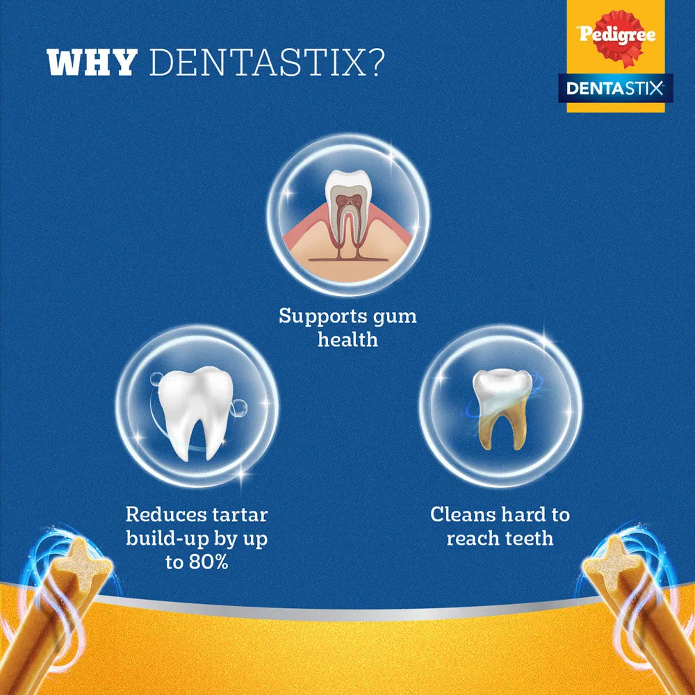 Pedigree Dentastix Oral Care for Adult (Small Breed of 5 to 10 kg) and Pedigree Chicken & Liver Flavour Tasty Jerky Dog Treats Combo