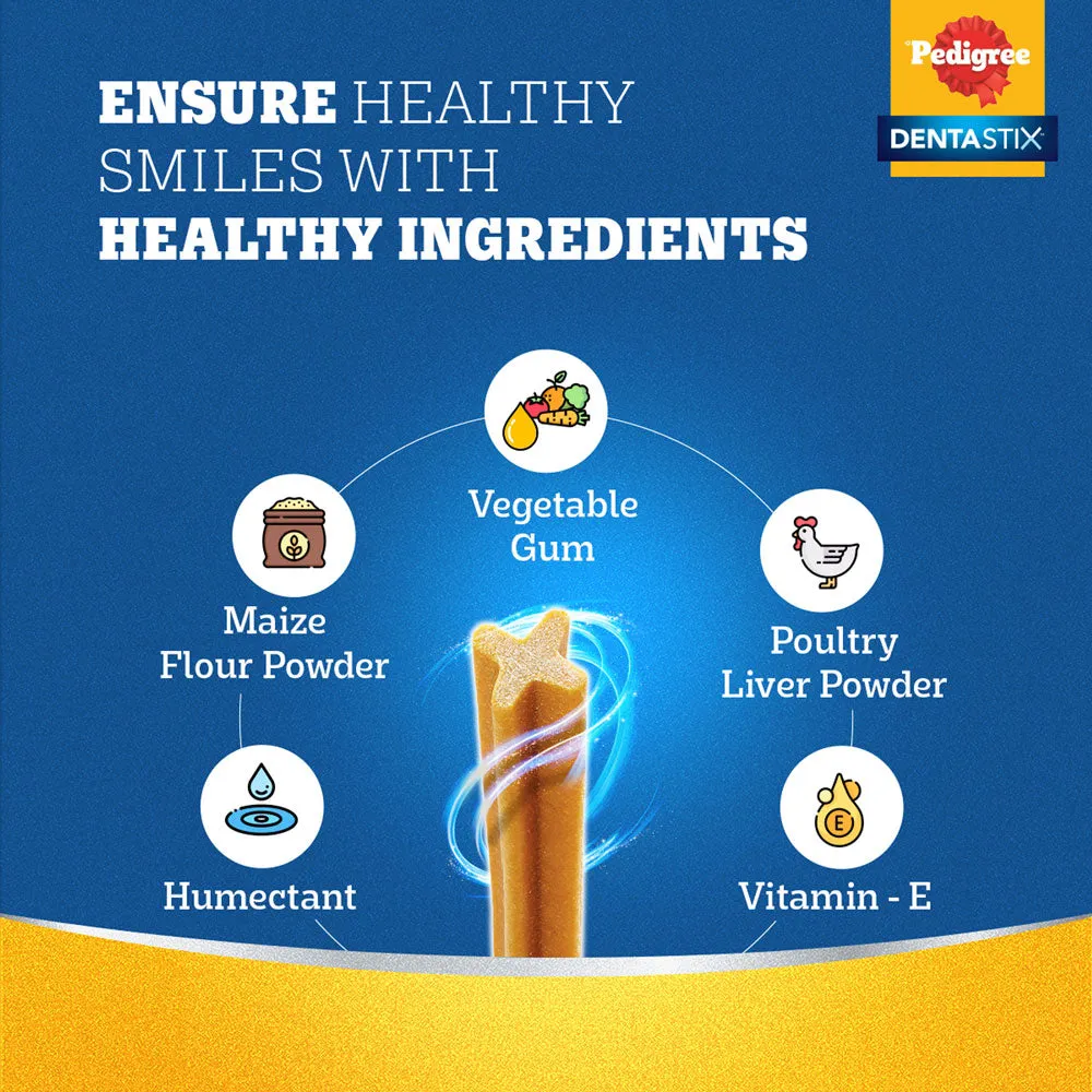 Pedigree Dentastix Oral Care for Adult (Small Breed of 5 to 10 kg) and Pedigree Chicken & Liver Flavour Tasty Jerky Dog Treats Combo