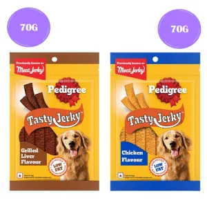 Pedigree Grilled Liver and Chicken & Liver Flavour Tasty Jerky Dog Treat Combo