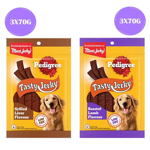 Pedigree Grilled Liver and Roasted Lamb Tasty Jerky Dog Treat Combo