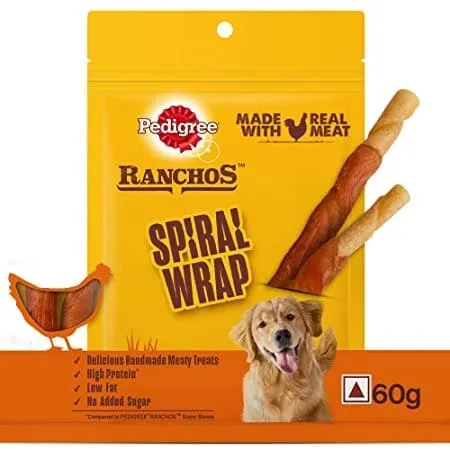 Pedigree Ranchos Super Bones Chicken & Milk, Spiral Wrap Chicken & Smokey Lamb and Roasted Lamb Tasty Jerky Dog Treats Combo