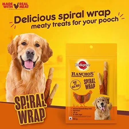 Pedigree Ranchos Super Bones Chicken & Milk, Spiral Wrap Chicken & Smokey Lamb and Roasted Lamb Tasty Jerky Dog Treats Combo