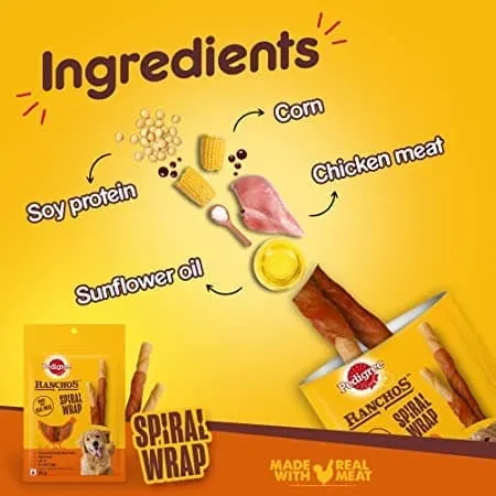 Pedigree Ranchos Super Bones Chicken & Milk, Spiral Wrap Chicken & Smokey Lamb and Roasted Lamb Tasty Jerky Dog Treats Combo