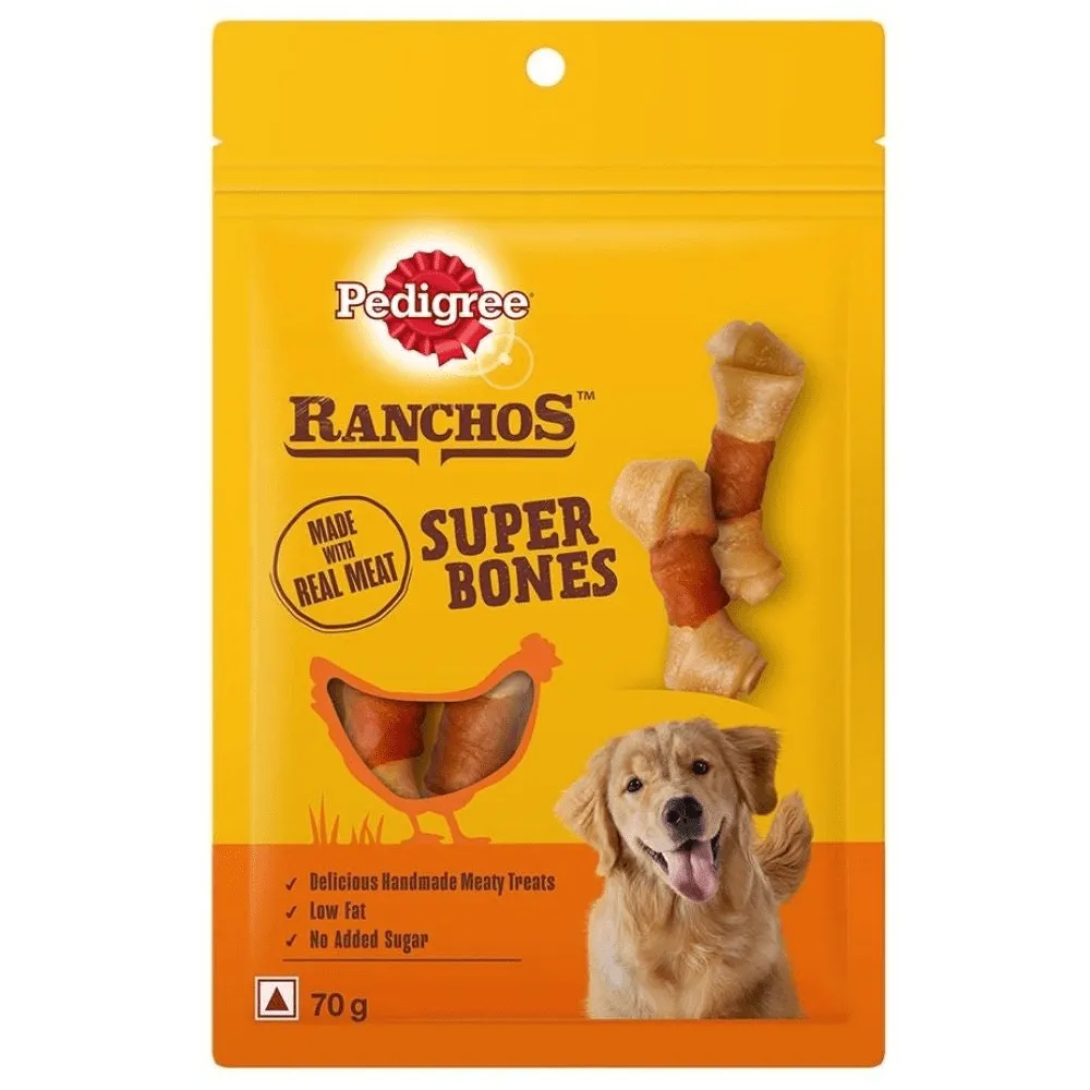 Pedigree Ranchos Super Bones Chicken & Milk, Spiral Wrap Chicken & Smokey Lamb and Roasted Lamb Tasty Jerky Dog Treats Combo