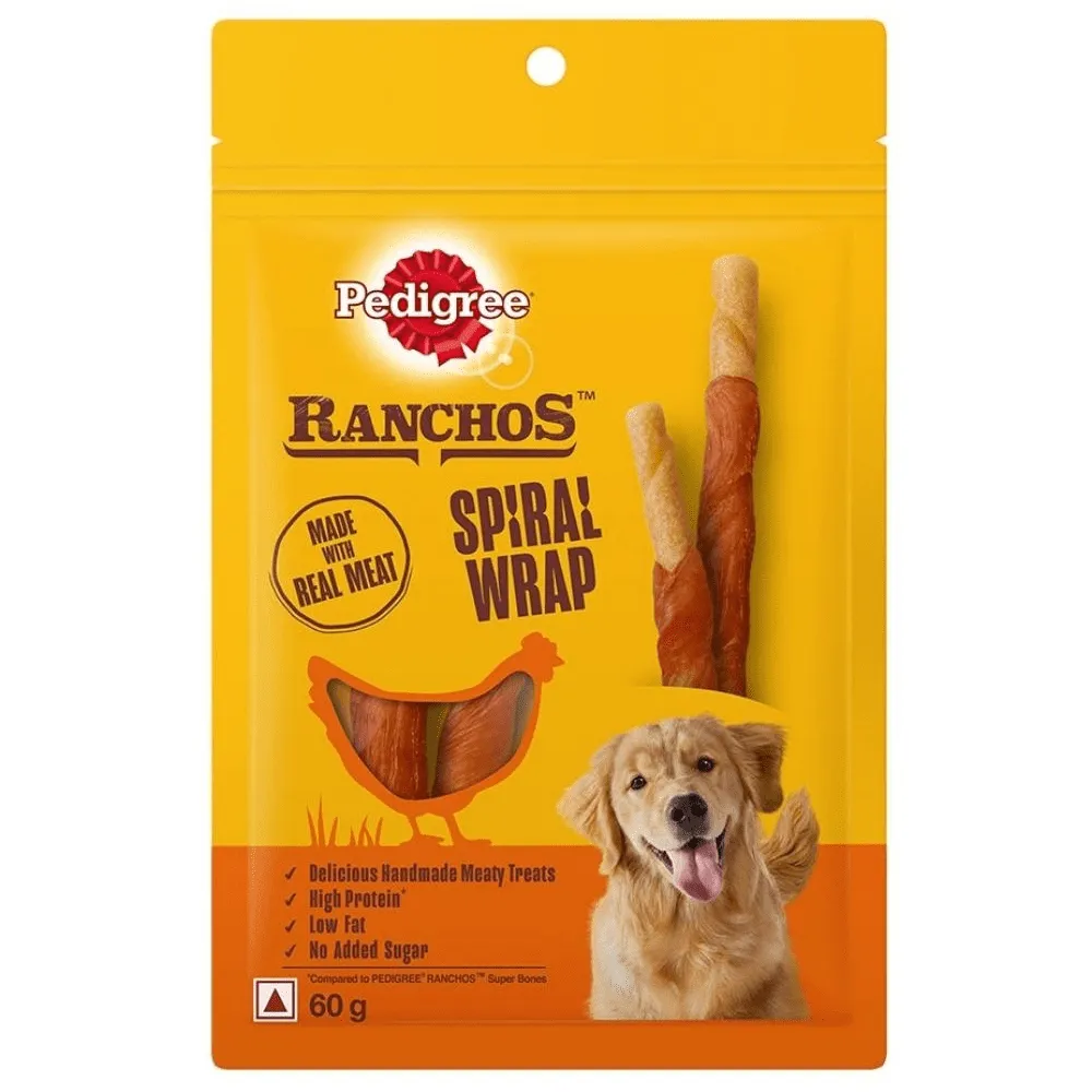 Pedigree Ranchos Super Bones Chicken & Milk, Spiral Wrap Chicken & Smokey Lamb and Roasted Lamb Tasty Jerky Dog Treats Combo
