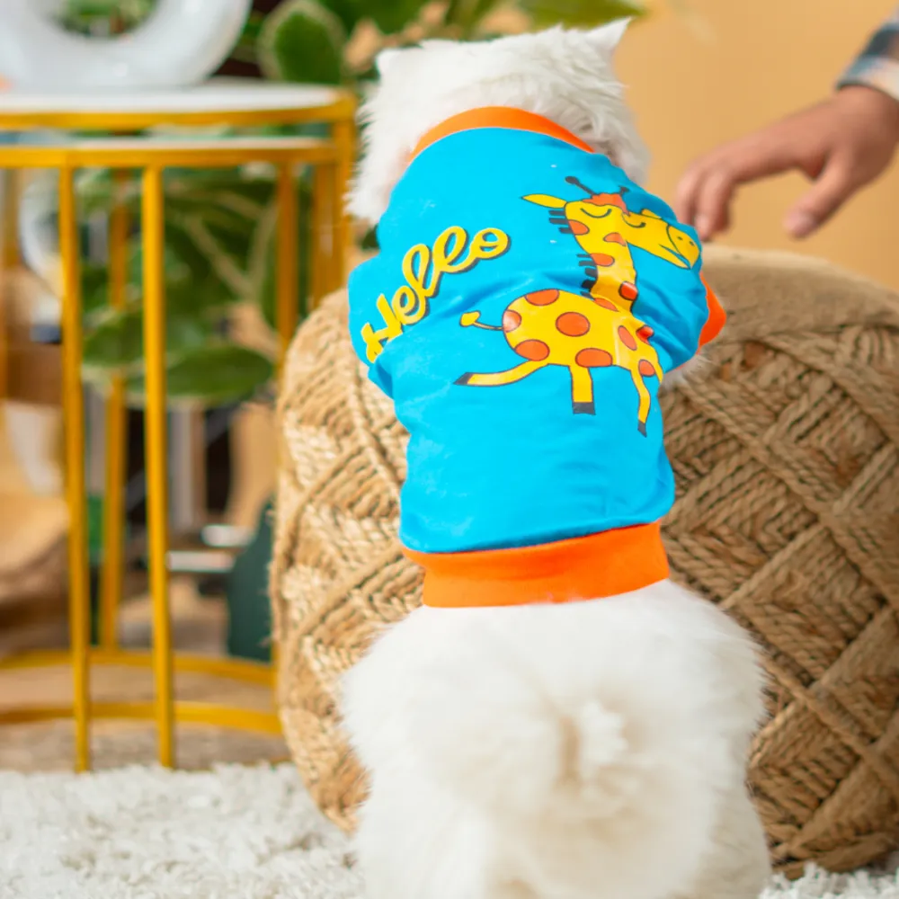 Pet Set Go Giraffe T-shirt for Cats (Blue)
