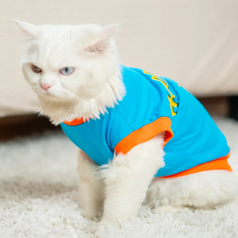 Pet Set Go Giraffe T-shirt for Cats (Blue)