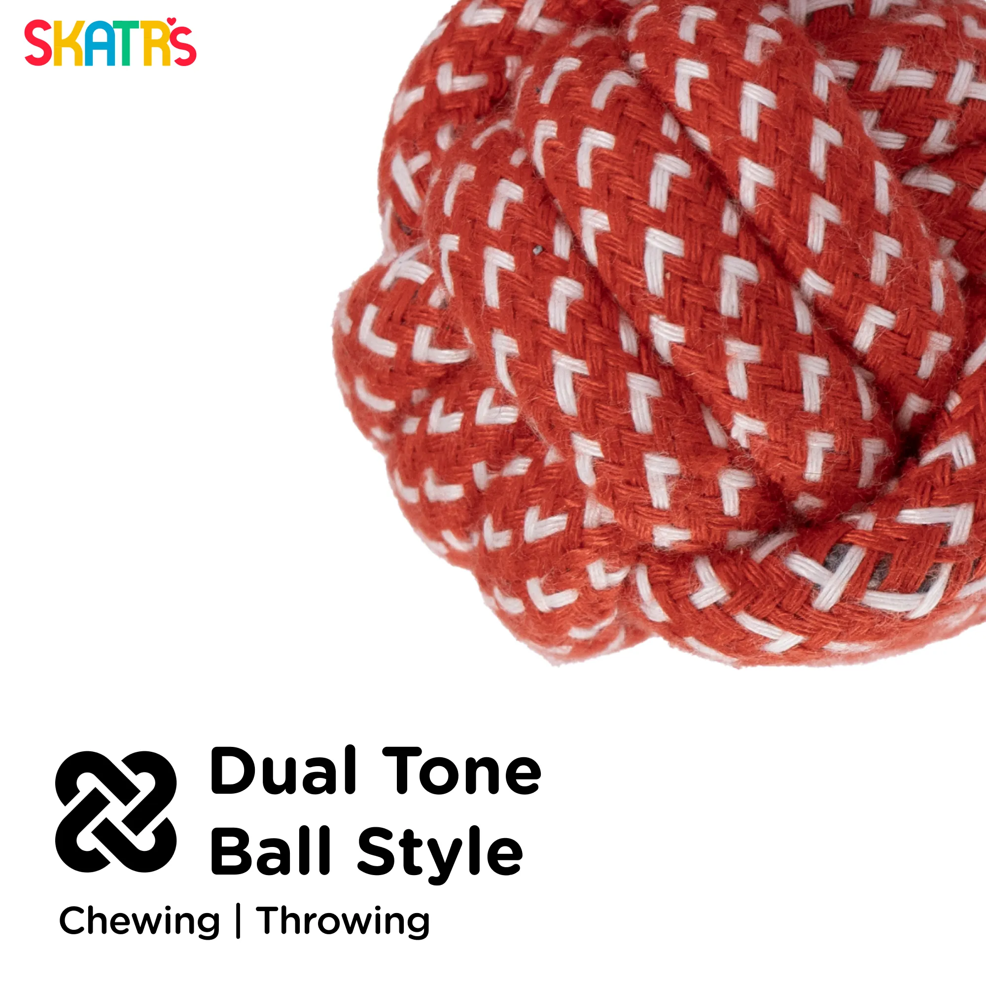 Pet Vogue Bouncy Rubber Ball & Skatrs Rope Ball Chew Toy Dog Combo