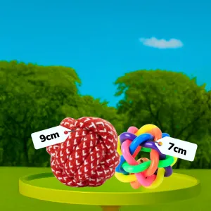 Pet Vogue Bouncy Rubber Ball & Skatrs Rope Ball Chew Toy Dog Combo