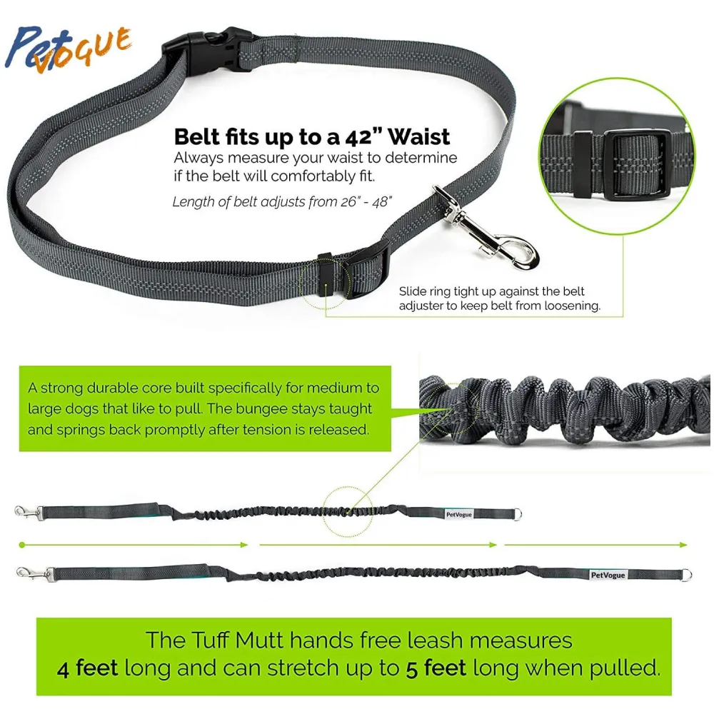 Pet Vogue Shock Proof Hands-Free Dog Leash for Medium and Large Dogs (5ft)