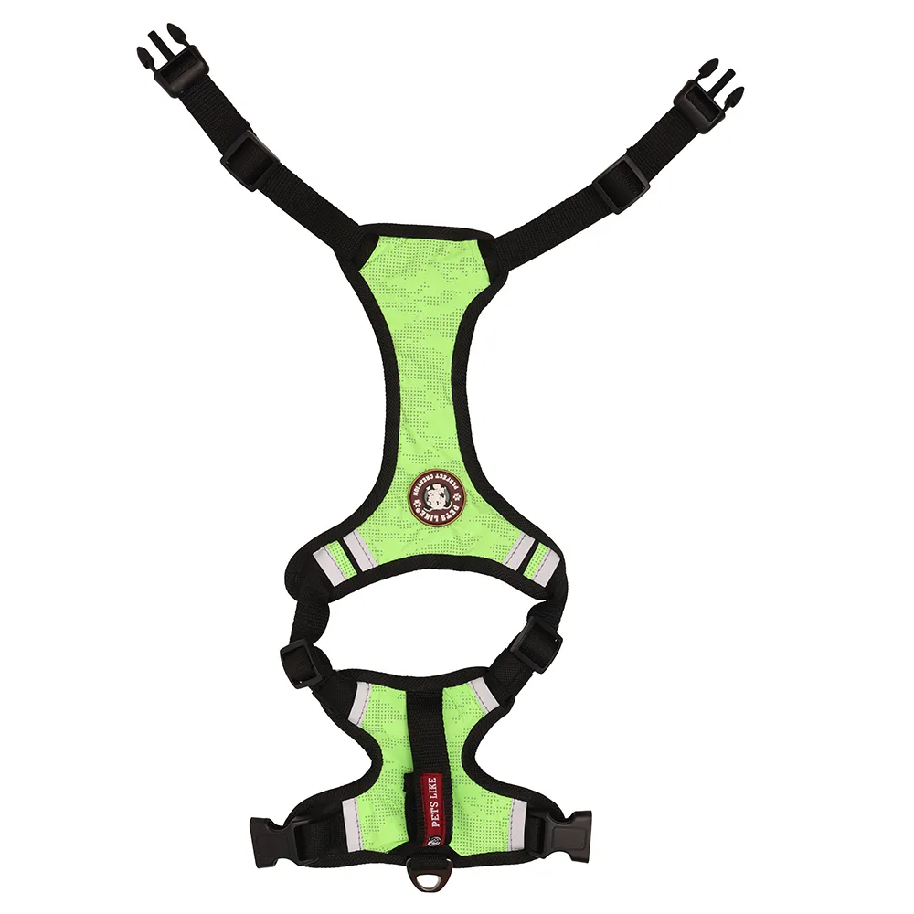 Pets Like Padded Double Side Harness for Dogs (Neon Green)