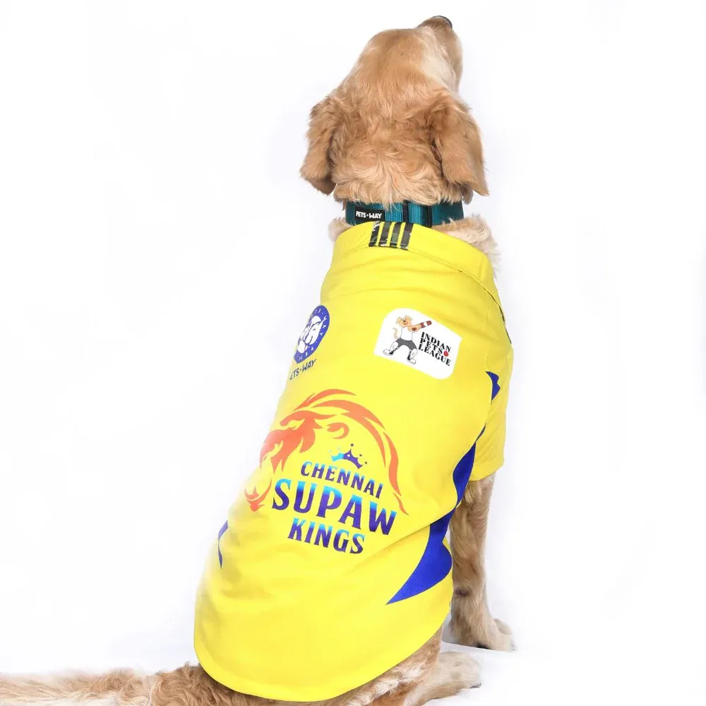 Pets Way Chennai Supaw Kings IPL Jersey for Dogs and Cats (Yellow)