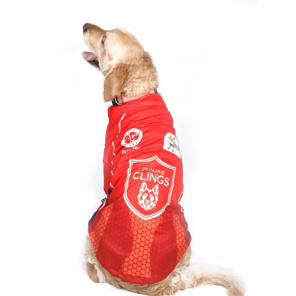 Pets Ways Punjab Clings  IPL Jersey for Dogs and Cats (Red)