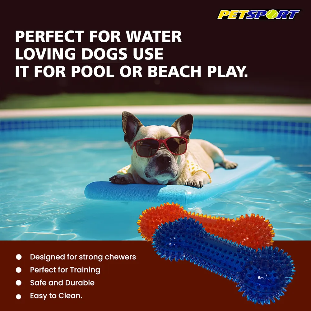 Petsport Gorilla Spiky Bone Toy for Dogs (Blue & Red)