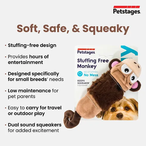 Petstages Mini Monkey Stuffing Free Toy for Dogs (Brown)