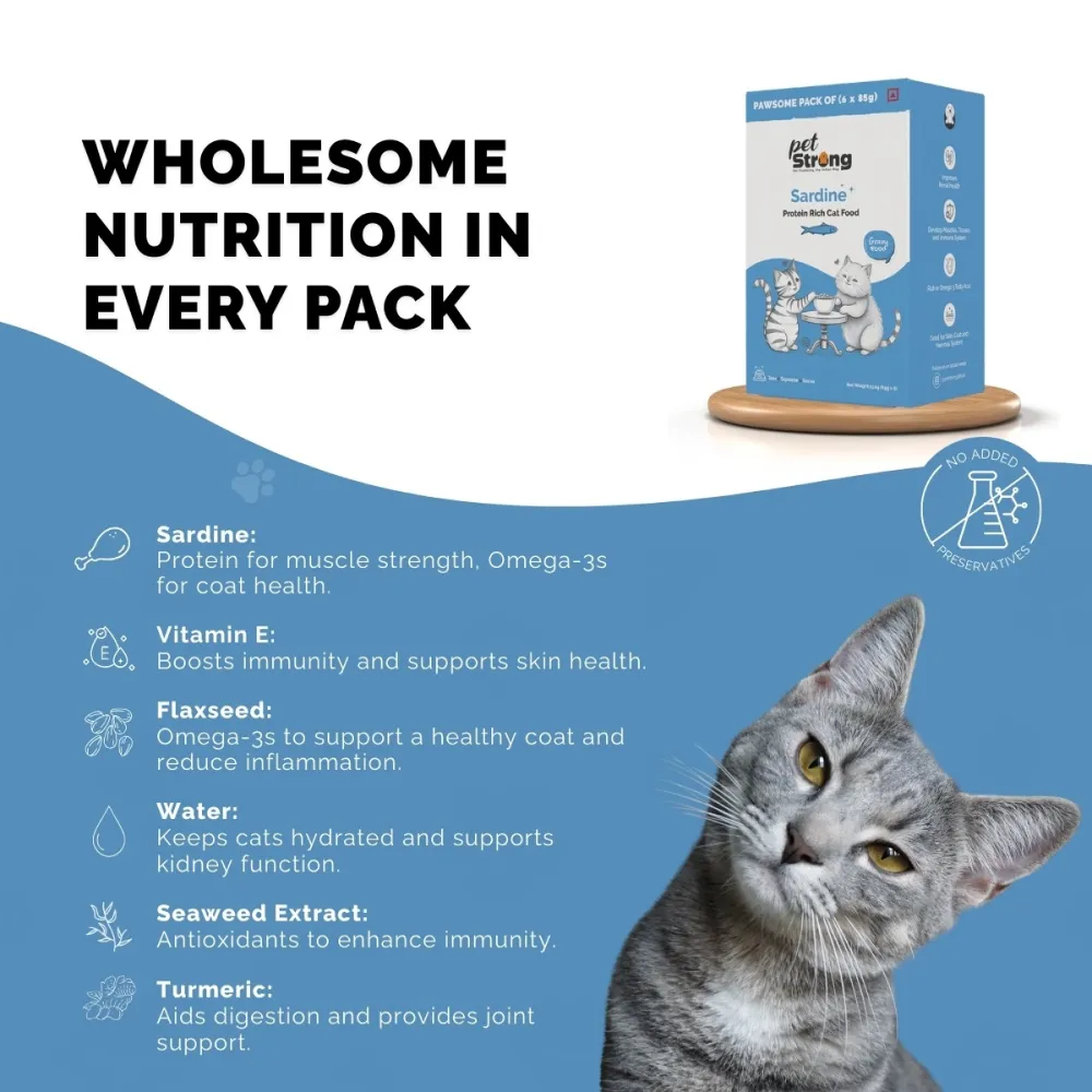 PetStrong Sardine & Mackerel and Seaweed in Gravy Cat Wet Food Combo