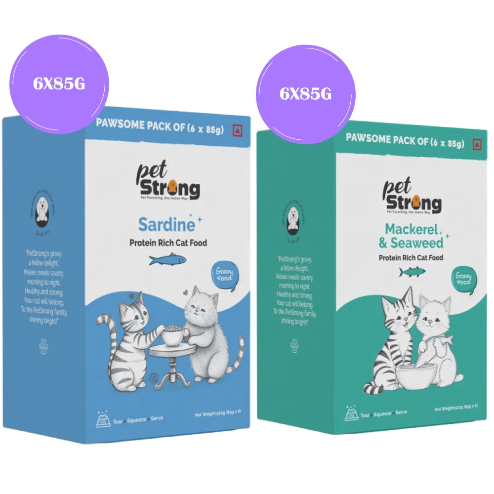 PetStrong Sardine & Mackerel and Seaweed in Gravy Cat Wet Food Combo