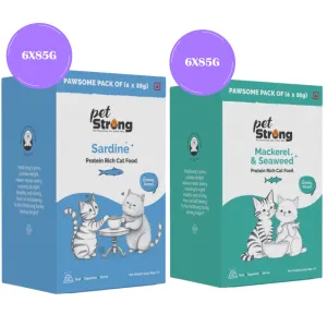PetStrong Sardine & Mackerel and Seaweed in Gravy Cat Wet Food Combo