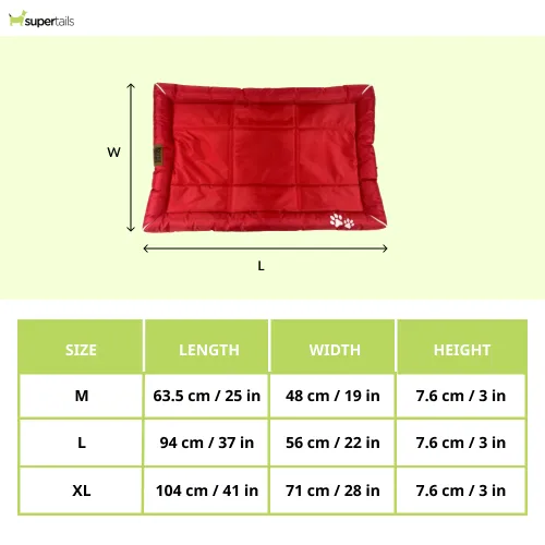 Petter World Waterproof Mat with Padded Perimeters for Dogs (Red)