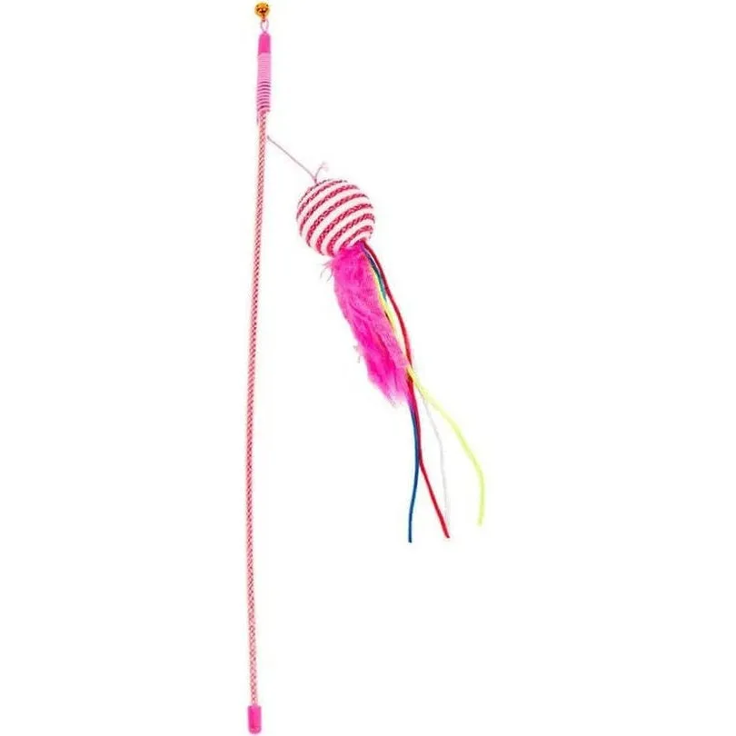 Playing Rod Feathered Ball Mix 46cm Pets Qatar