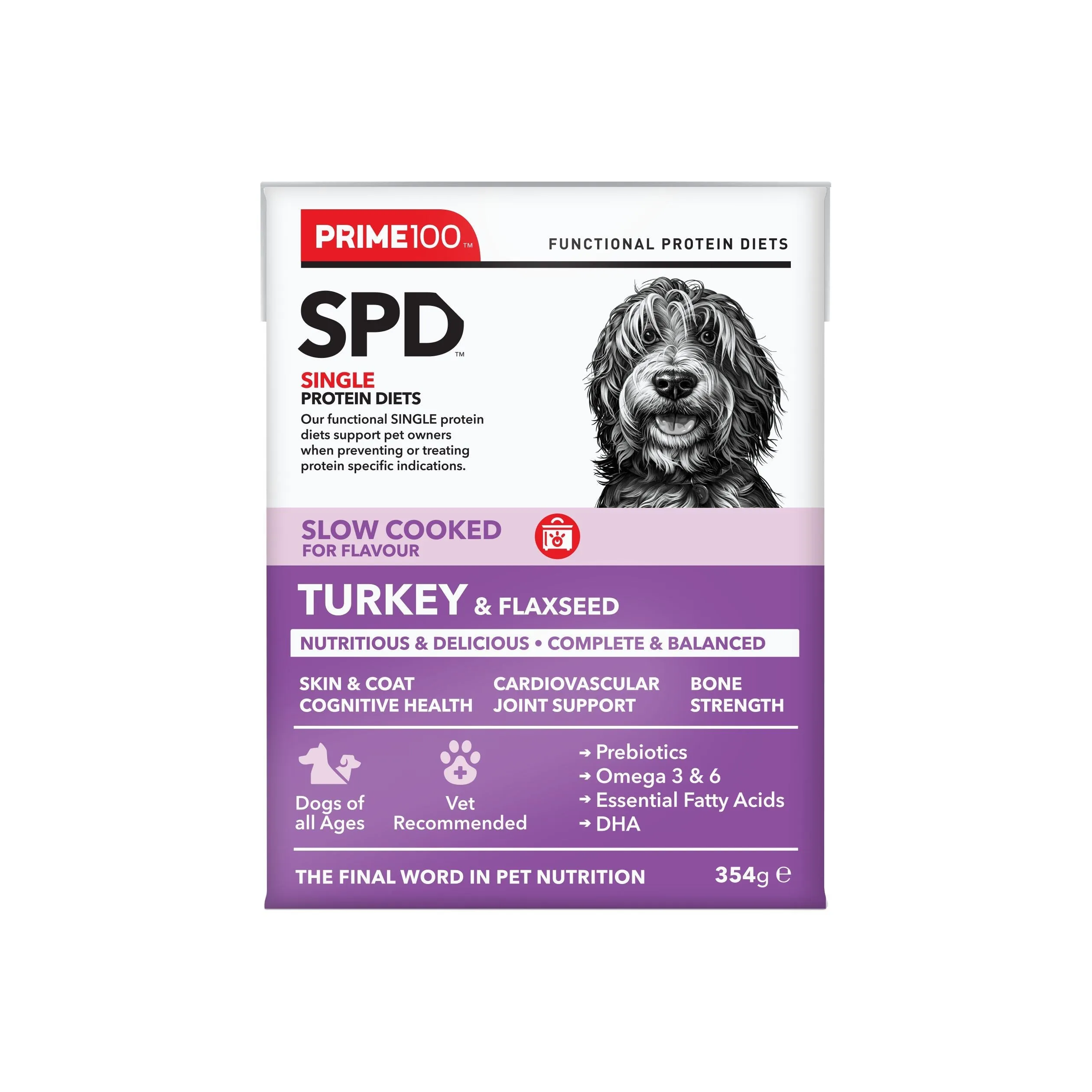 Prime 100 Slow Cooked Turkey and Flaxseed 354g x12
