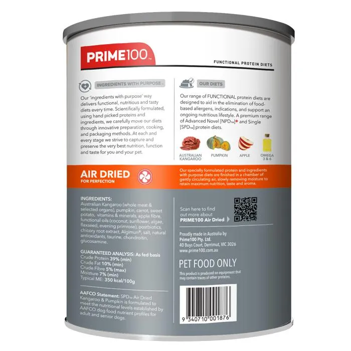 Prime 100 SPD Air Kangaroo and Pumpkin Dog Food 600g